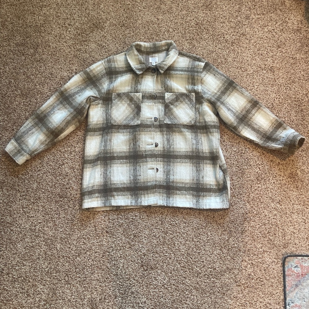 Time and Tru Women's Plaid Cardigan in Brown and Cream
